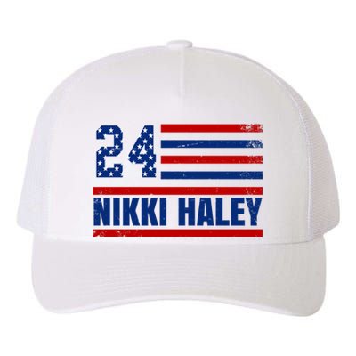 Nikki Haley 2024 American Flag Election Yupoong Adult 5-Panel Trucker Hat