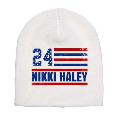 Nikki Haley 2024 American Flag Election Short Acrylic Beanie