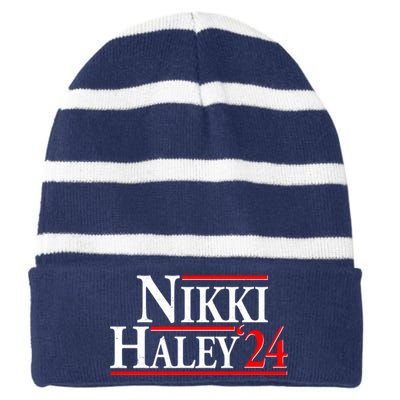 Nikki Haley 2024 For President Election Striped Beanie with Solid Band