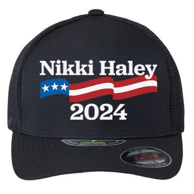 Nikki Haley 2024 For President Flag Logo Flexfit Unipanel Trucker Cap