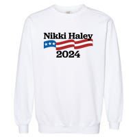 Nikki Haley 2024 For President Flag Logo Garment-Dyed Sweatshirt