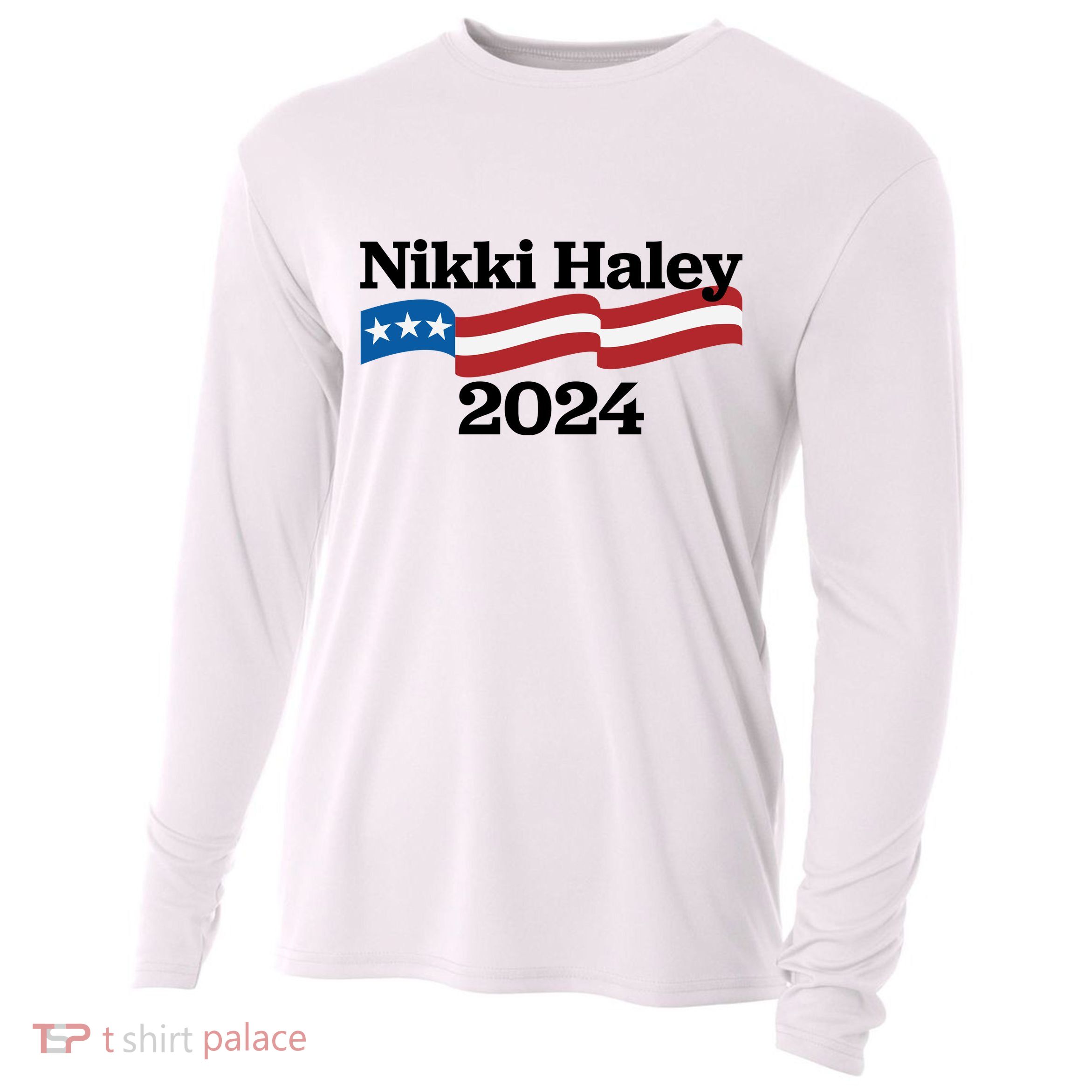 Nikki Haley 2024 For President Flag Logo Cooling Performance Long Sleeve Crew