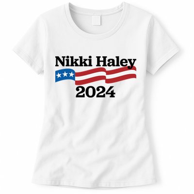 Nikki Haley 2024 For President Flag Logo Womens T-Shirt