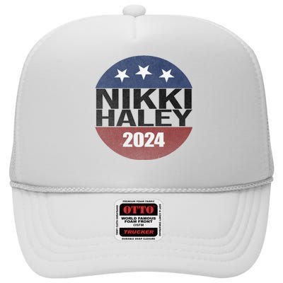 Nikki Haley 2024 Political Election Vintage High Crown Mesh Back Trucker Hat