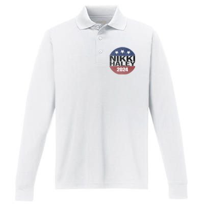 Nikki Haley 2024 Political Election Vintage Performance Long Sleeve Polo