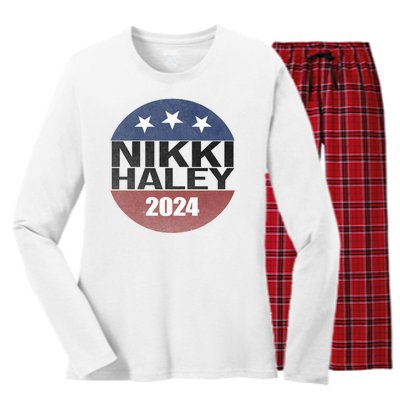 Nikki Haley 2024 Political Election Vintage Women's Long Sleeve Flannel Pajama Set 