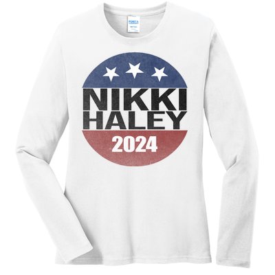 Nikki Haley 2024 Political Election Vintage Ladies Long Sleeve Shirt