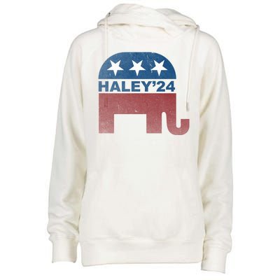 Nikki Haley 2024 For President Vintage Womens Funnel Neck Pullover Hood