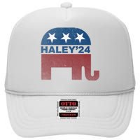 Nikki Haley 2024 For President Vintage High Crown Mesh Back Trucker Hat