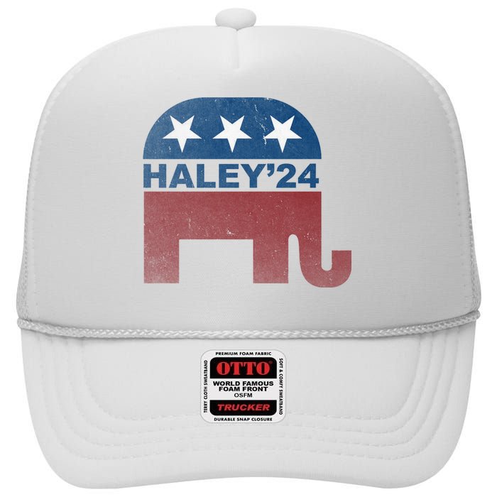 Nikki Haley 2024 For President Vintage High Crown Mesh Back Trucker Hat