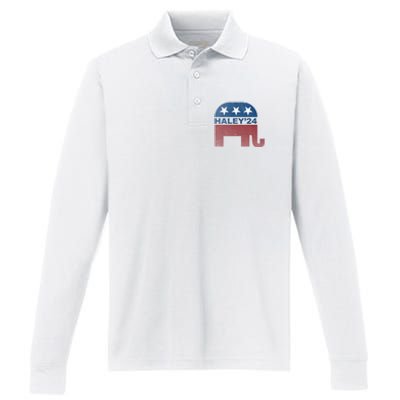 Nikki Haley 2024 For President Vintage Performance Long Sleeve Polo