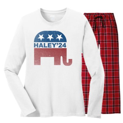 Nikki Haley 2024 For President Vintage Women's Long Sleeve Flannel Pajama Set 