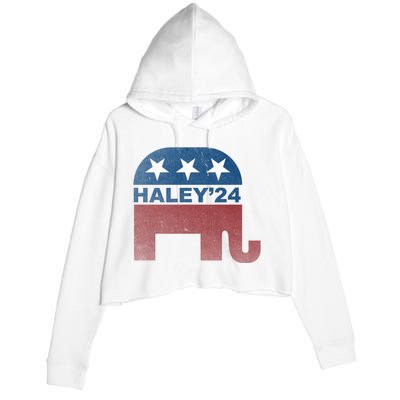 Nikki Haley 2024 For President Vintage Crop Fleece Hoodie