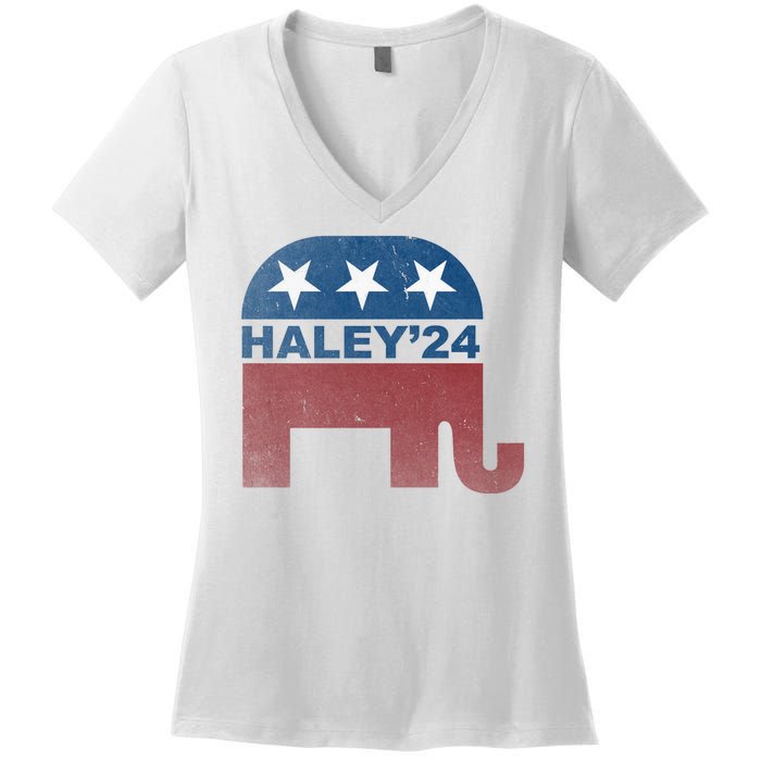 Nikki Haley 2024 For President Vintage Women's V-Neck T-Shirt