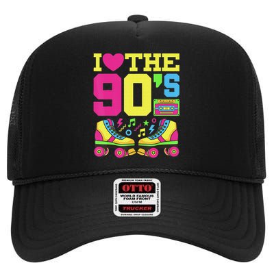 Nineties Heart 90s 1990s Fashion Theme Party High Crown Mesh Back Trucker Hat