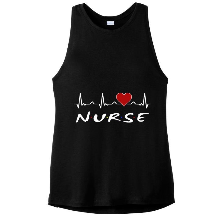 Nurse Heartbeat And Heart Gift Ladies PosiCharge Tri-Blend Wicking Tank