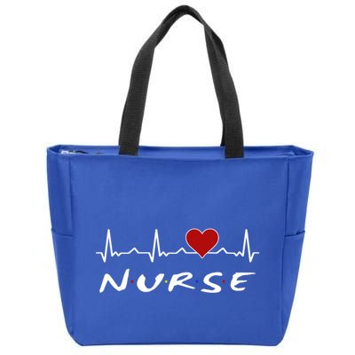 Nurse Heartbeat And Heart Gift Zip Tote Bag