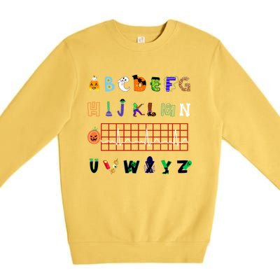 Nurse Halloween Alphabet Pqrst Electrocardiogram Ekg Ecg Great Gift Premium Crewneck Sweatshirt