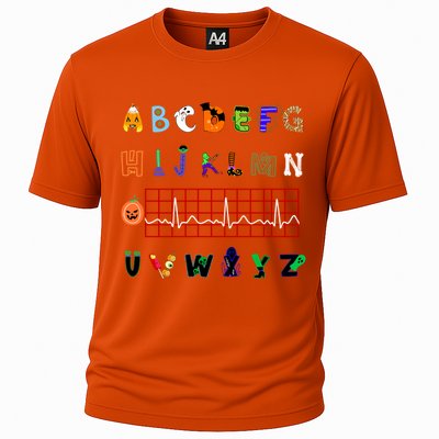 Nurse Halloween Alphabet Pqrst Electrocardiogram Ekg Ecg Great Gift Cooling Performance Crew T-Shirt