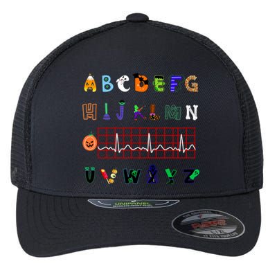 Nurse Halloween Alphabet Pqrst Electrocardiogram Ekg Ecg Great Gift Flexfit Unipanel Trucker Cap