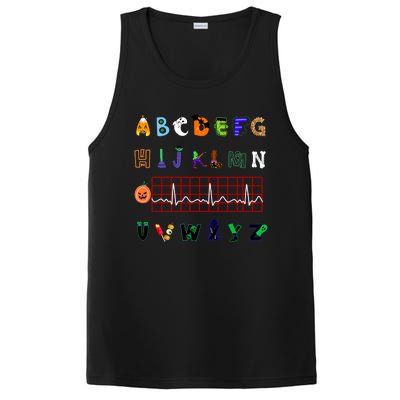 Nurse Halloween Alphabet Pqrst Electrocardiogram Ekg Ecg Great Gift PosiCharge Competitor Tank