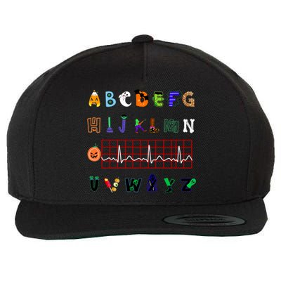 Nurse Halloween Alphabet Pqrst Electrocardiogram Ekg Ecg Great Gift Wool Snapback Cap