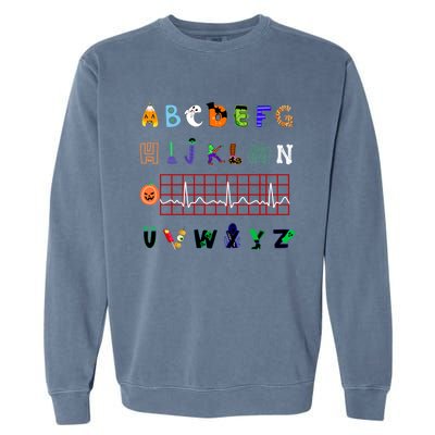 Nurse Halloween Alphabet Pqrst Electrocardiogram Ekg Ecg Great Gift Garment-Dyed Sweatshirt