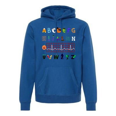 Nurse Halloween Alphabet Pqrst Electrocardiogram Ekg Ecg Great Gift Premium Hoodie