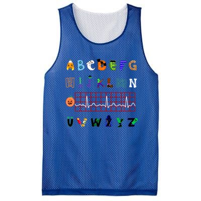 Nurse Halloween Alphabet Pqrst Electrocardiogram Ekg Ecg Great Gift Mesh Reversible Basketball Jersey Tank