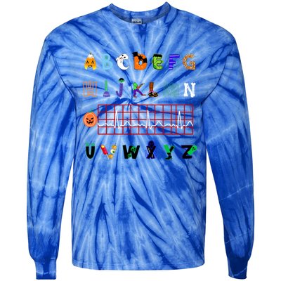 Nurse Halloween Alphabet Pqrst Electrocardiogram Ekg Ecg Great Gift Tie-Dye Long Sleeve Shirt