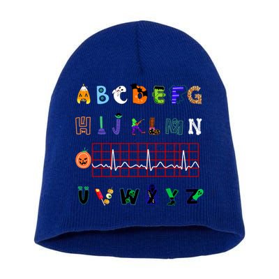 Nurse Halloween Alphabet Pqrst Electrocardiogram Ekg Ecg Great Gift Short Acrylic Beanie