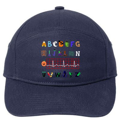 Nurse Halloween Alphabet Pqrst Electrocardiogram Ekg Ecg Great Gift 7-Panel Snapback Hat