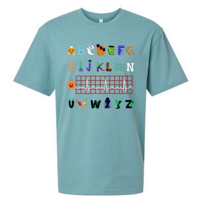 Nurse Halloween Alphabet Pqrst Electrocardiogram Ekg Ecg Great Gift Sueded Cloud Jersey T-Shirt