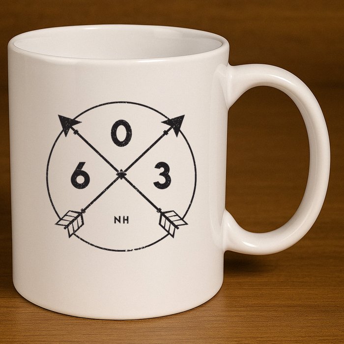 New Hampshire Area Code 603 State Pride Souvenir Gift 11oz C Handle Ceramic Mug
