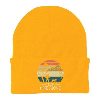 Never Hike Alone Dog Mountain Hiking Hiker Knit Cap Winter Beanie