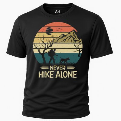 Never Hike Alone Dog Mountain Hiking Hiker Cooling Performance Crew T-Shirt