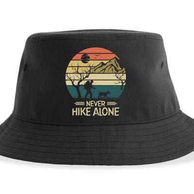 Never Hike Alone Dog Mountain Hiking Hiker Sustainable Bucket Hat