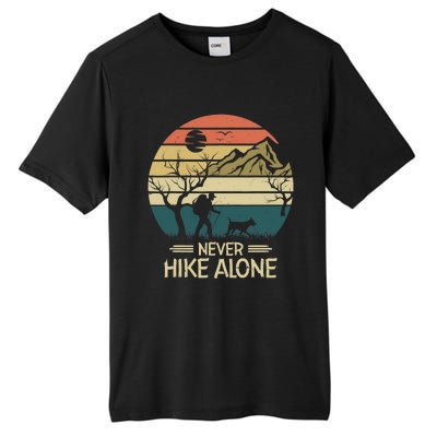 Never Hike Alone Dog Mountain Hiking Hiker Tall Fusion ChromaSoft Performance T-Shirt