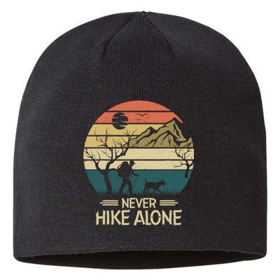 Never Hike Alone Dog Mountain Hiking Hiker Sustainable Beanie