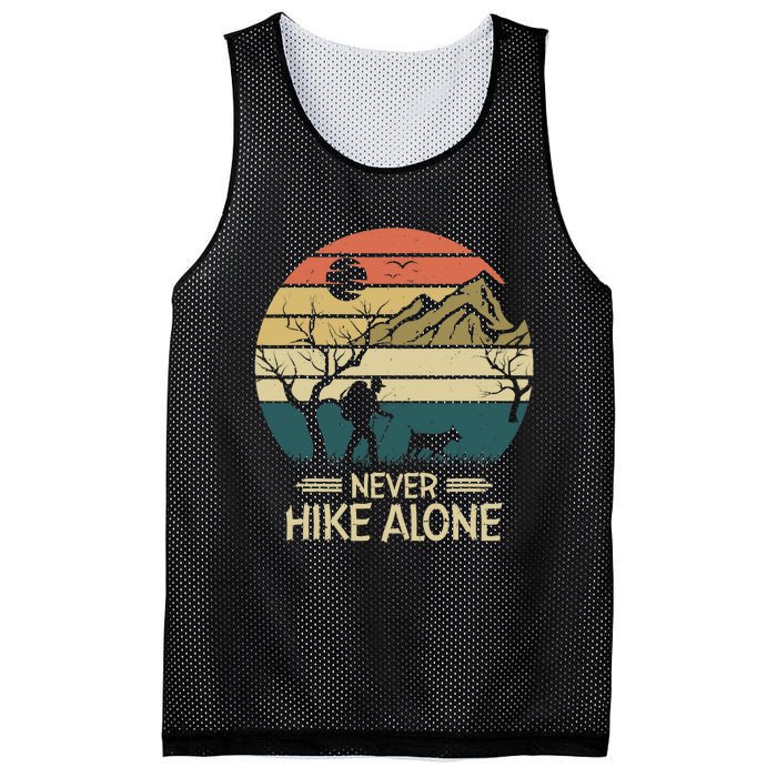 Never Hike Alone Dog Mountain Hiking Hiker Mesh Reversible Basketball Jersey Tank