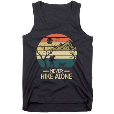 Never Hike Alone Dog Mountain Hiking Hiker Tank Top