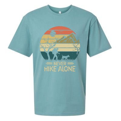 Never Hike Alone Dog Mountain Hiking Hiker Sueded Cloud Jersey T-Shirt