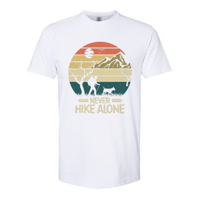 Never Hike Alone Dog Mountain Hiking Hiker Softstyle CVC T-Shirt