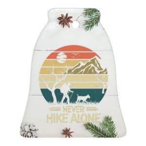 Never Hike Alone Dog Mountain Hiking Hiker Ceramic Bell Ornament