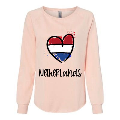 Netherland Heart Art Flag Cute Europe Minimal Dutch Gift Cool Gift Womens California Wash Sweatshirt