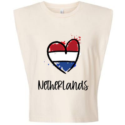 Netherland Heart Art Flag Cute Europe Minimal Dutch Gift Cool Gift Garment-Dyed Women's Muscle Tee