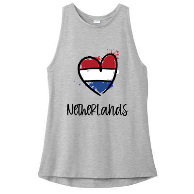 Netherland Heart Art Flag Cute Europe Minimal Dutch Gift Cool Gift Ladies PosiCharge Tri-Blend Wicking Tank