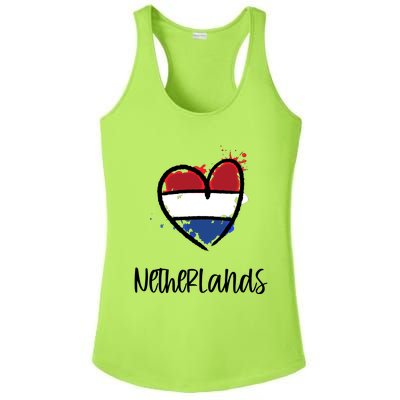 Netherland Heart Art Flag Cute Europe Minimal Dutch Gift Cool Gift Ladies PosiCharge Competitor Racerback Tank