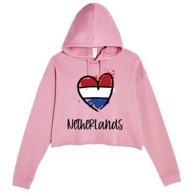 Netherland Heart Art Flag Cute Europe Minimal Dutch Gift Cool Gift Crop Fleece Hoodie