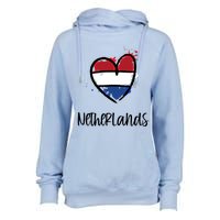 Netherland Heart Art Flag Cute Europe Minimal Dutch Gift Cool Gift Womens Funnel Neck Pullover Hood